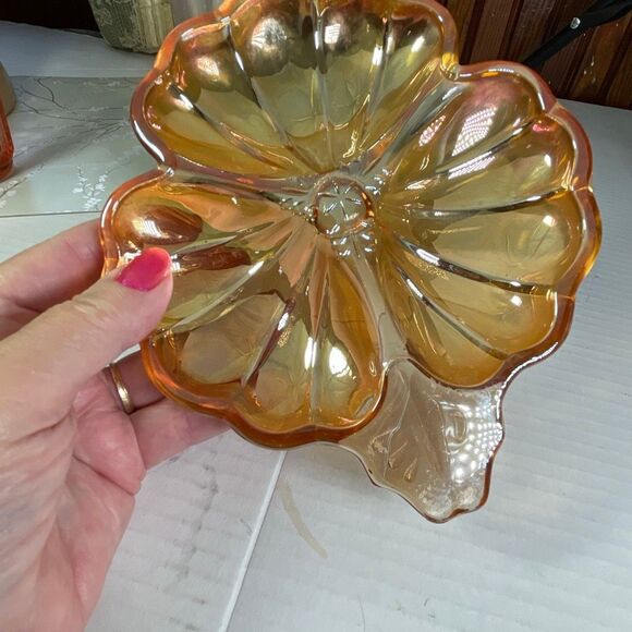 VTG Jeannette Glass Doric Iridescent Marigold 3-Part Candy Dish(1935-1938) - Picture 2 of 5